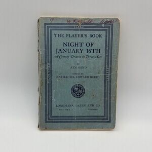 Ayn Rand Night of January 16th Play Comedy Drama Vintage Book‎ 1936 Script